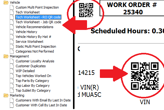 Report Pro and QR Code for VIN and RO Header