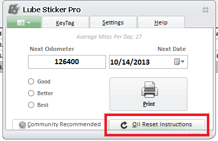Lube Sticker Pro - Reset Oil Sticker Instructions