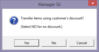 Window confirmation upon transfer of canned job where customer type is other than Default
