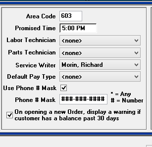 Set default SW here while logged in as Ric
