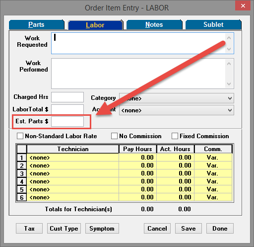 Estimated Parts